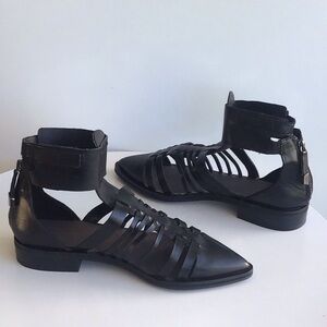 Zara gladiator pointy ankle buckles black sandals